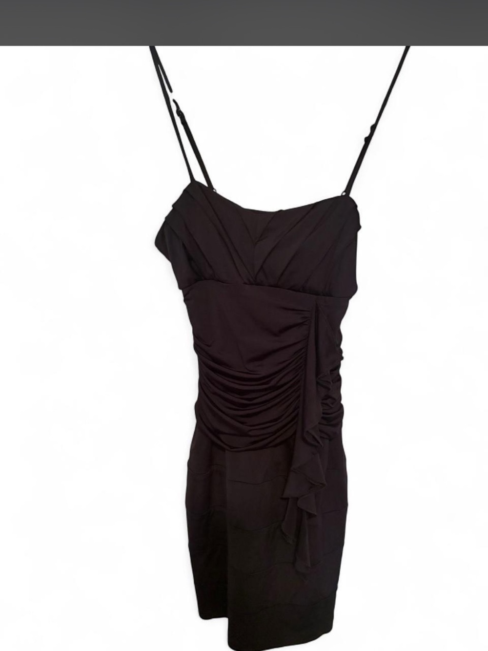 XOXO Black Spaghetti-Strap Ruched Sheath Dress